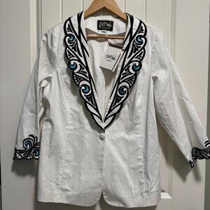Bob Mackie Wearable Art White Blazer Brand New without Tags Size Medium